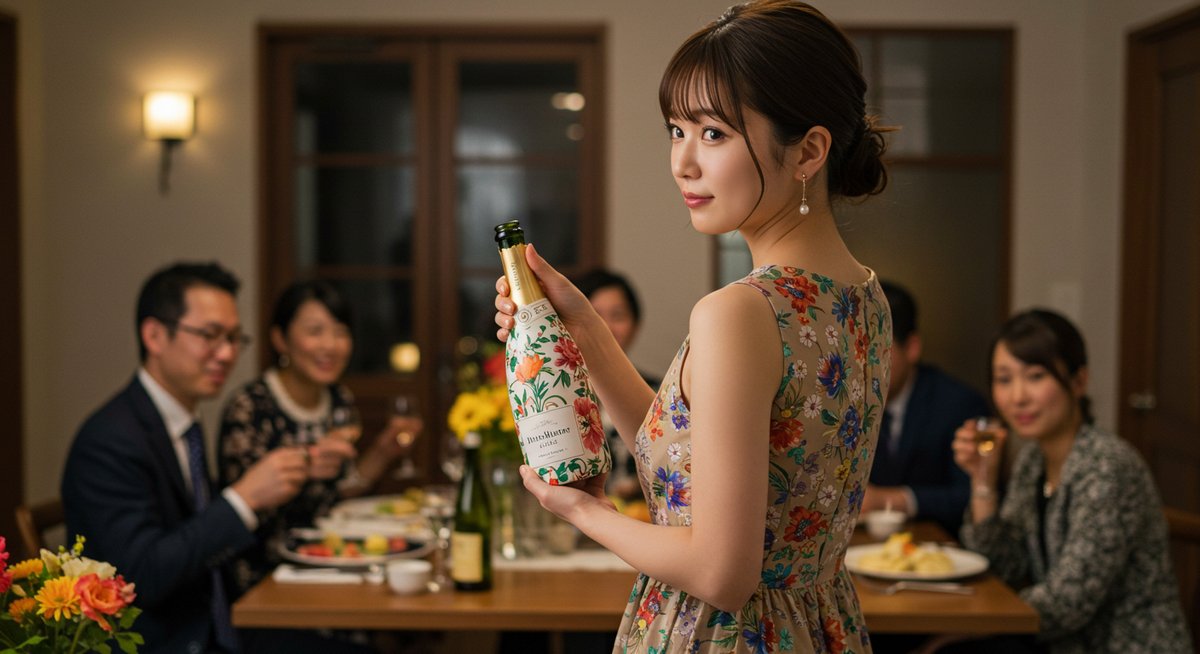 シャンパン 花柄
